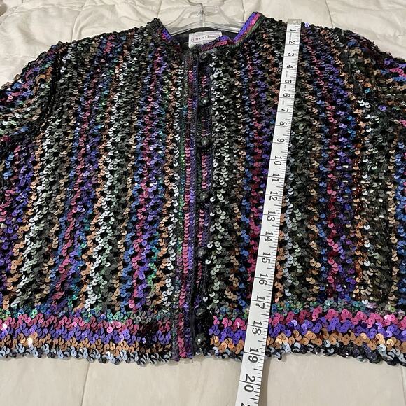 Vintage Three Flaggs Purple Sequined Cardigan Jacket Size See Photos Long Sleeve - Picture 4 of 11